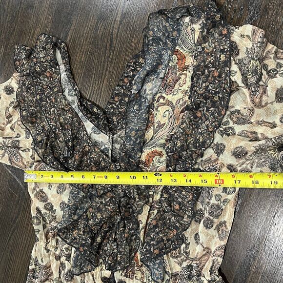 Anthropologie Blouse Women’s Medium Let Me Be Sheer Femme Paisley Button Down - Picture 10 of 11